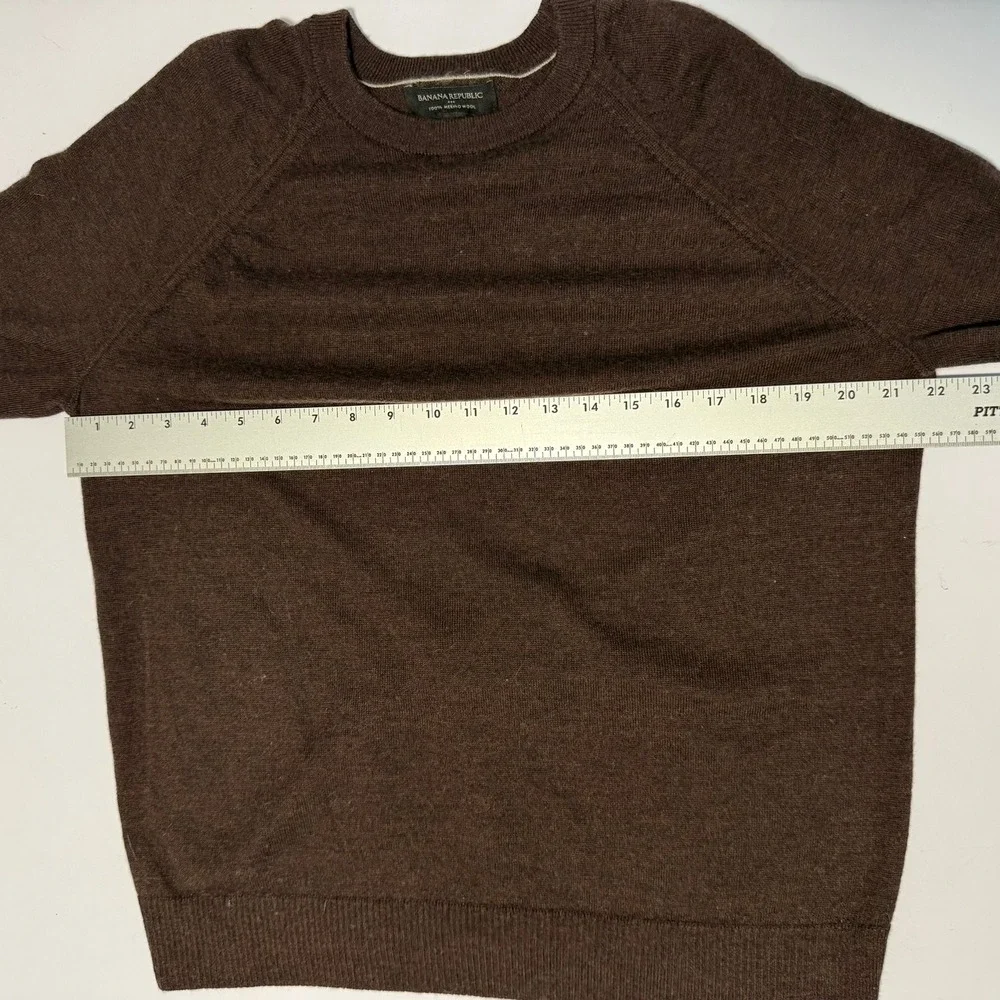 Banana Republic Mens Brown 100% Merino Wool Crewneck Raglan Sweater Large